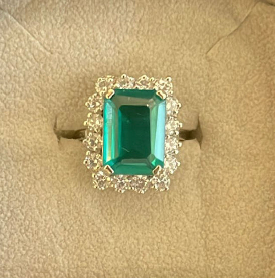 925 Silver Torrin Emerald CZ Ring