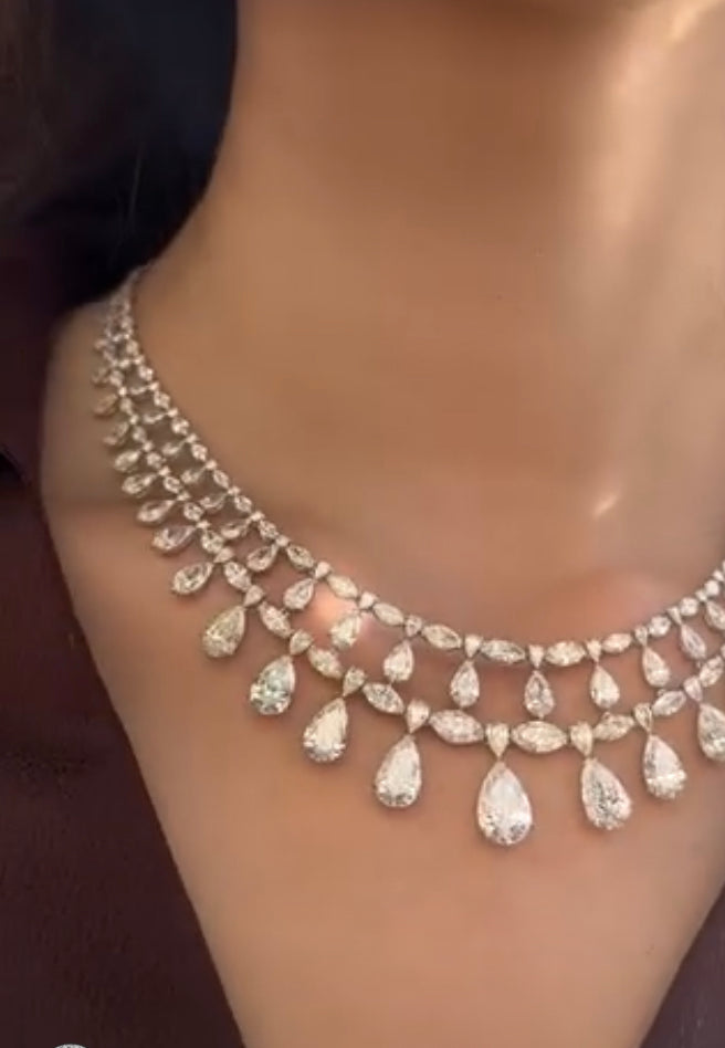 925 Silver Raha Swarovski Necklace - Amrrutam Jewellery