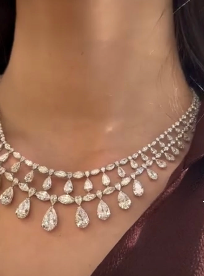 925 Silver Raha Swarovski Necklace - Amrrutam Jewellery