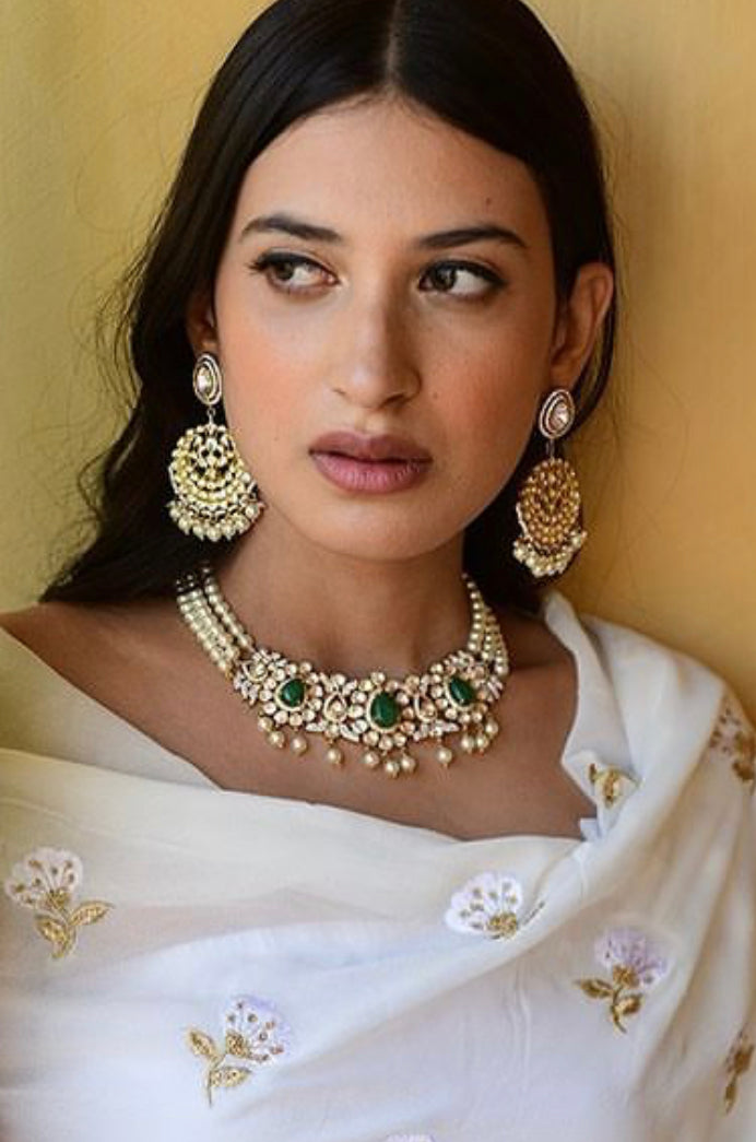925 Silver Miyora Polki Choker Necklace - Amrrutam