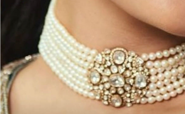 925 Silver Sunehri Polki Choker Necklace - Amrrutam Jewellery
