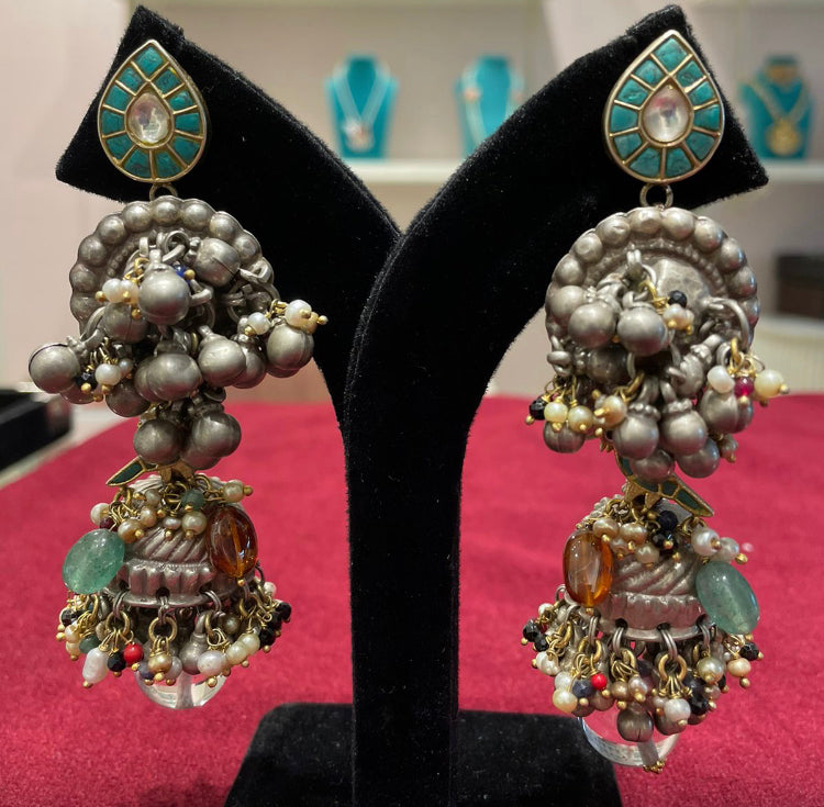 925 Silver Tarini Tribal Silver Earring - Amrrutam Jewellery