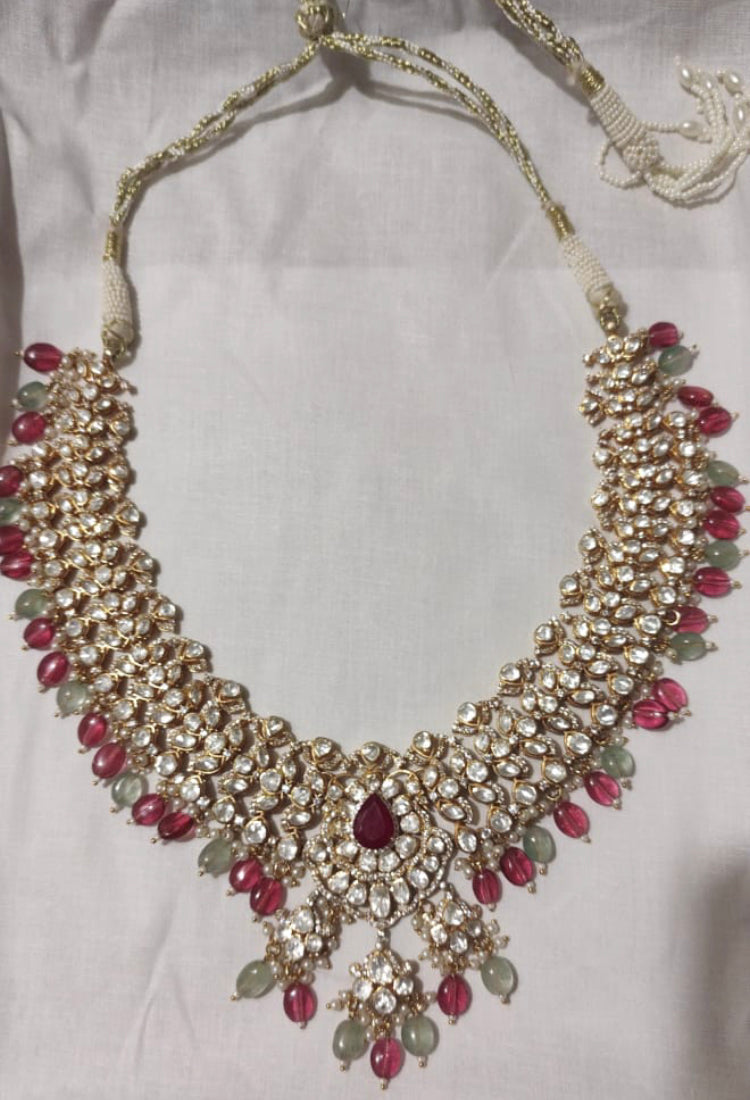 925 Silver Meera Polki Necklace - Amrrutam Jewellery
