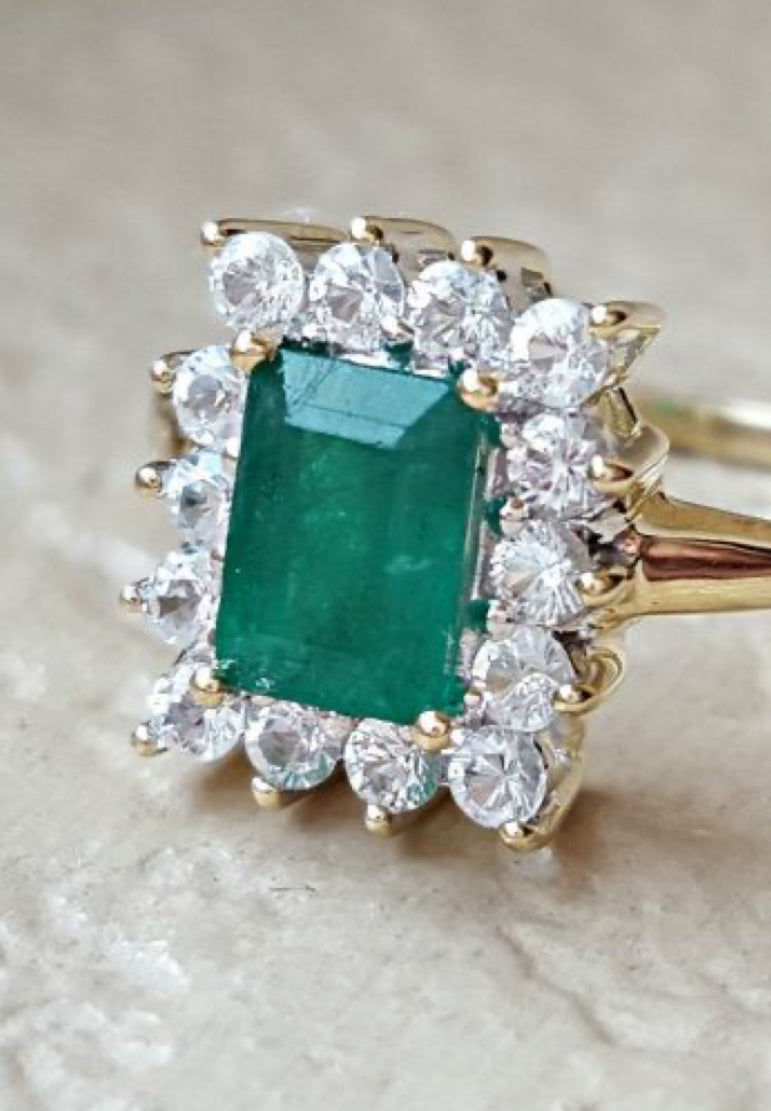925 Silver Eleyna Emerald Swarovski Ring