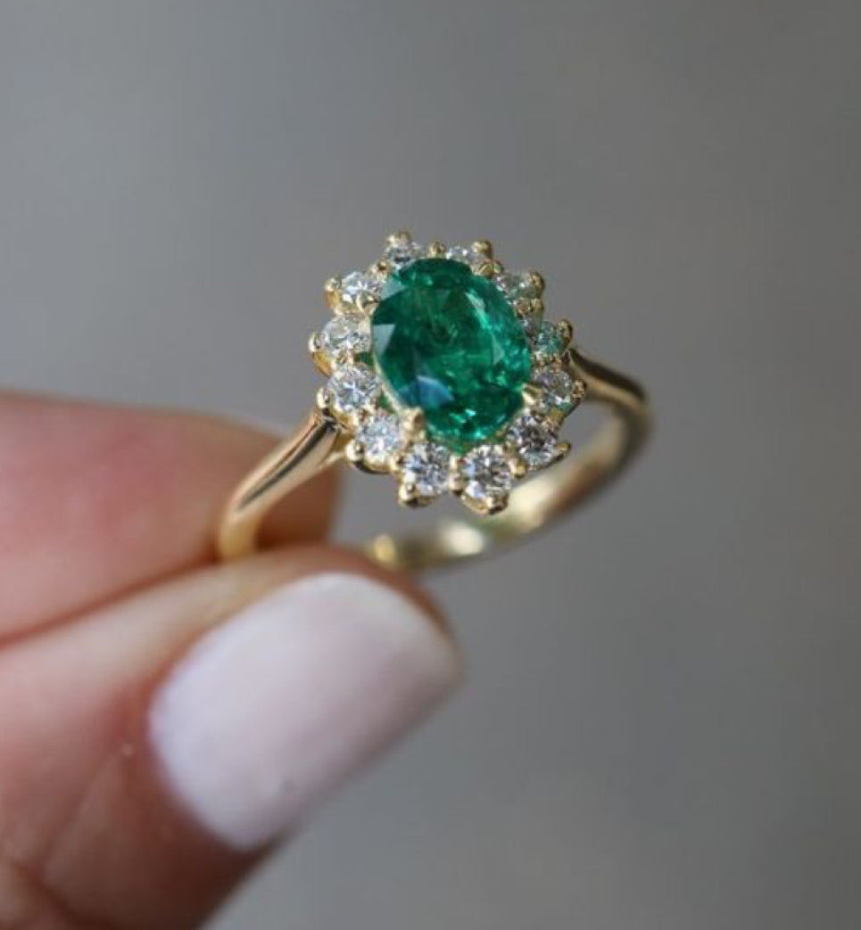 925 Silver Asna Emerald Swarovski Ring
