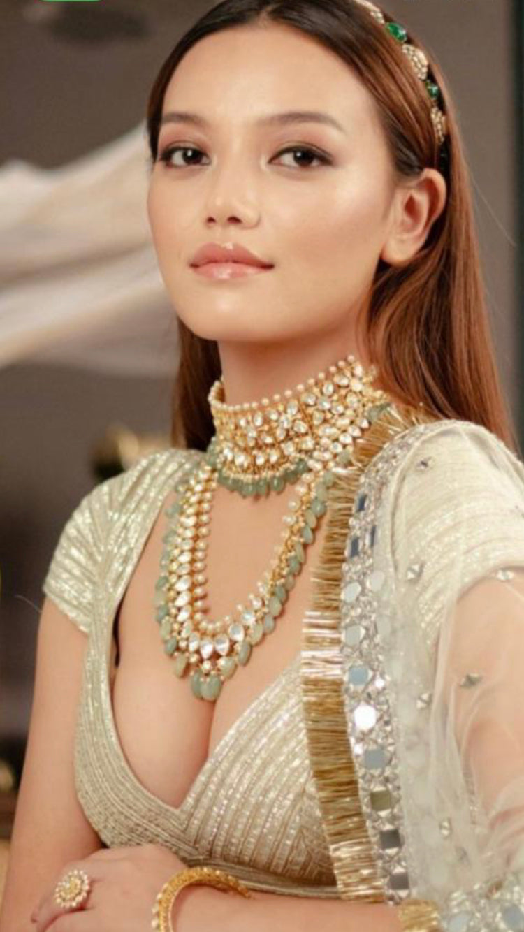 925 Silver Gulnaz Polki Necklace - Amrrutam