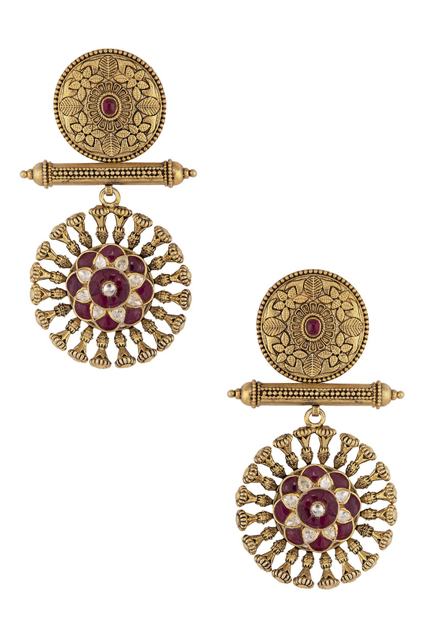 Gold Plated Silver Tribe Earrings - Amrrutam