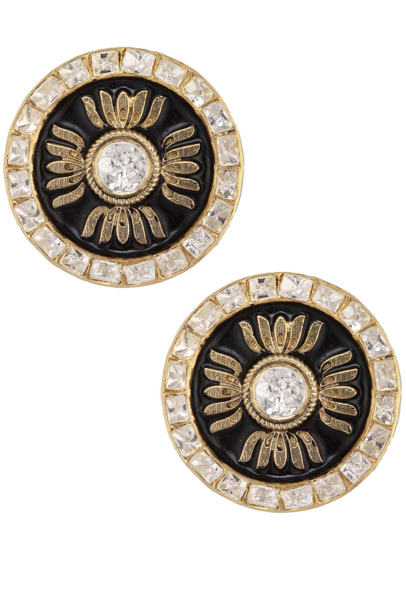 Gold Plated Silver Lotus Ear Studs - Amrrutam