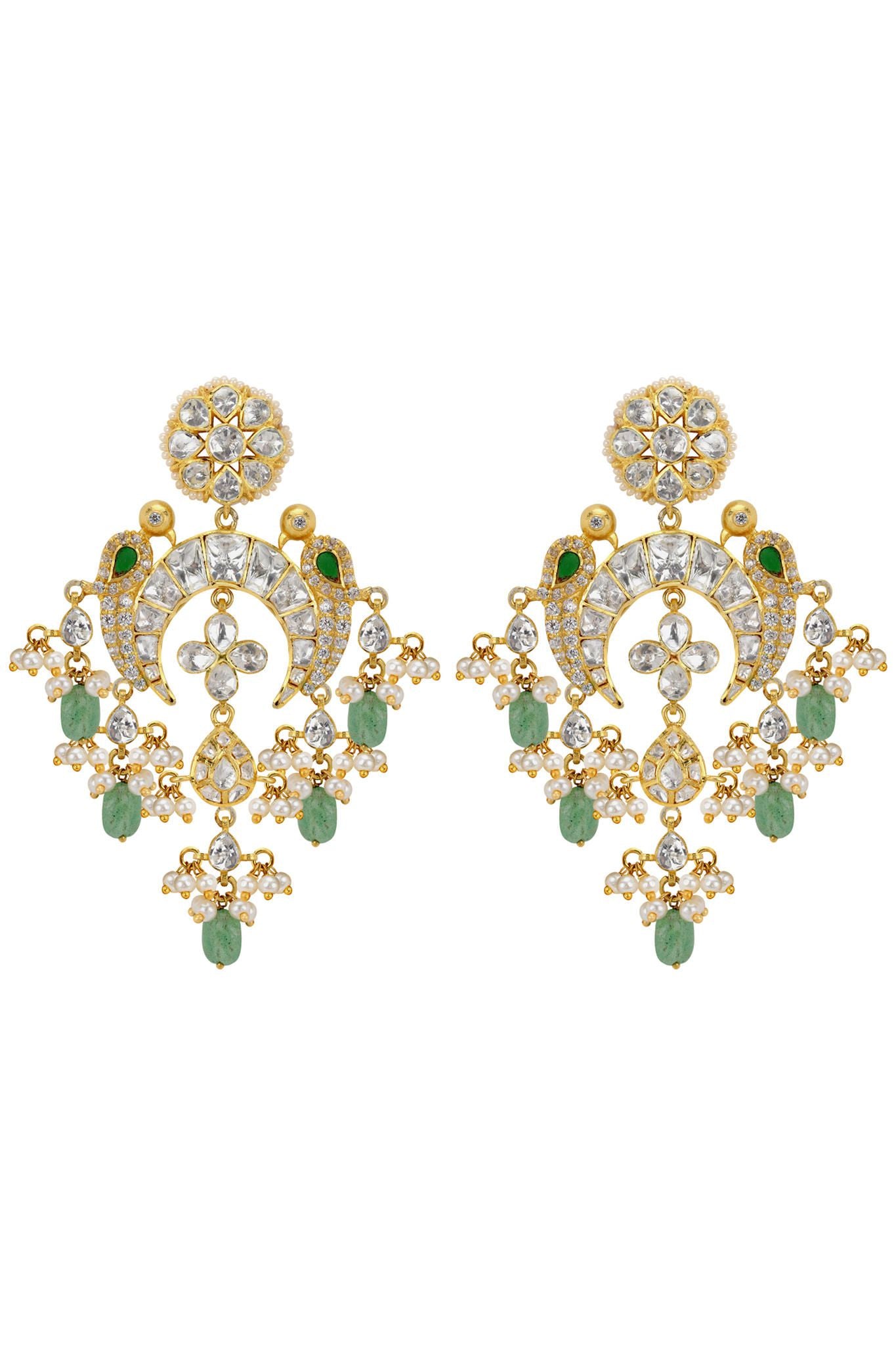 Gold Plated Silver Bird Chandbalis - Amrrutam
