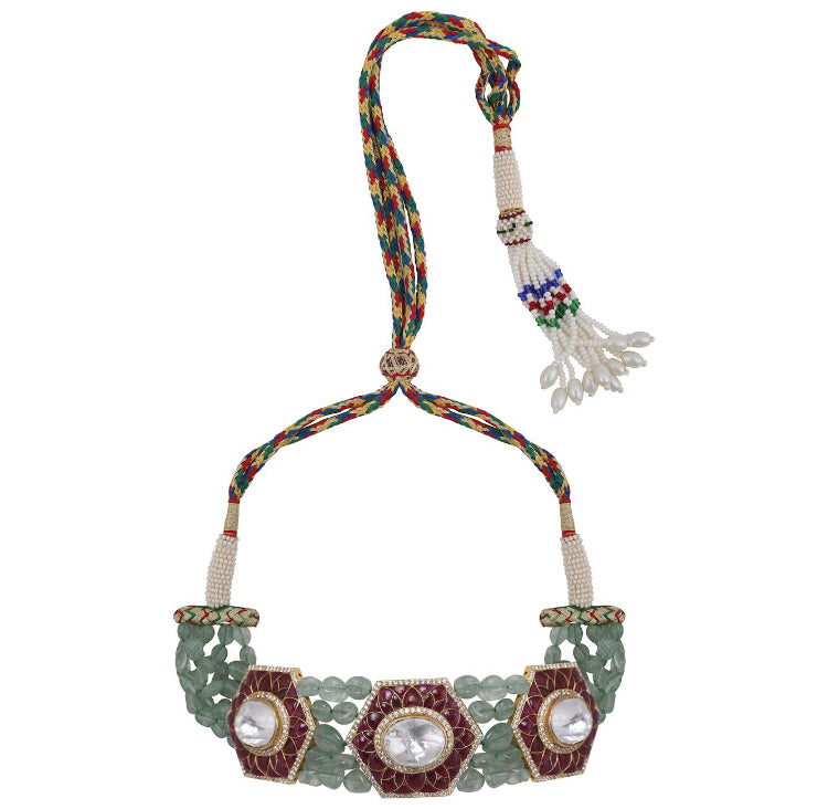 Silver Beaded Choker Necklace - Amrrutam