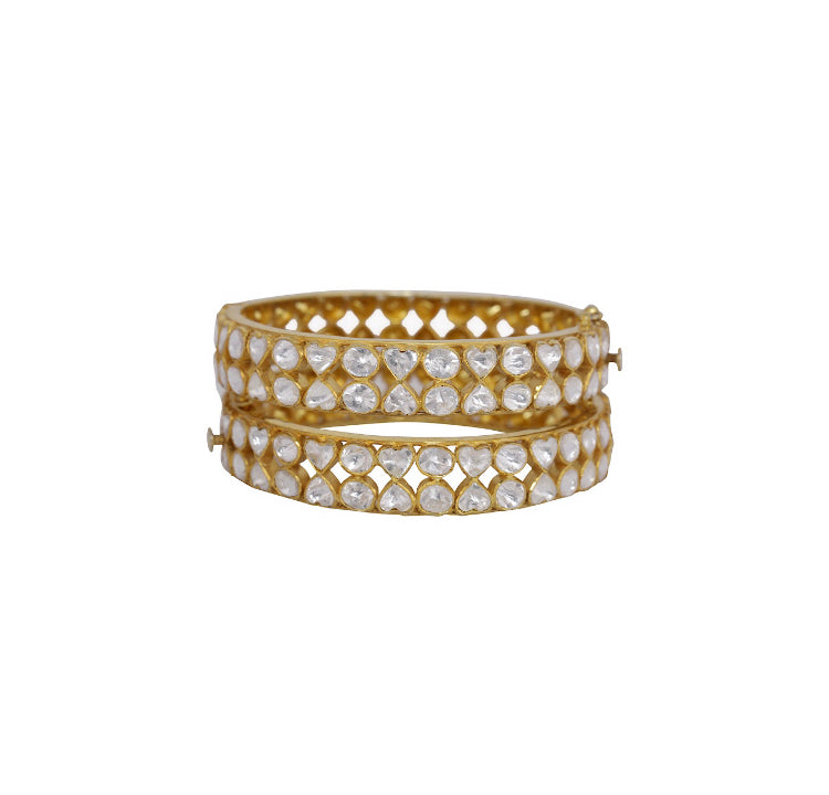 Silver Polki Bangle Set - Amrrutam