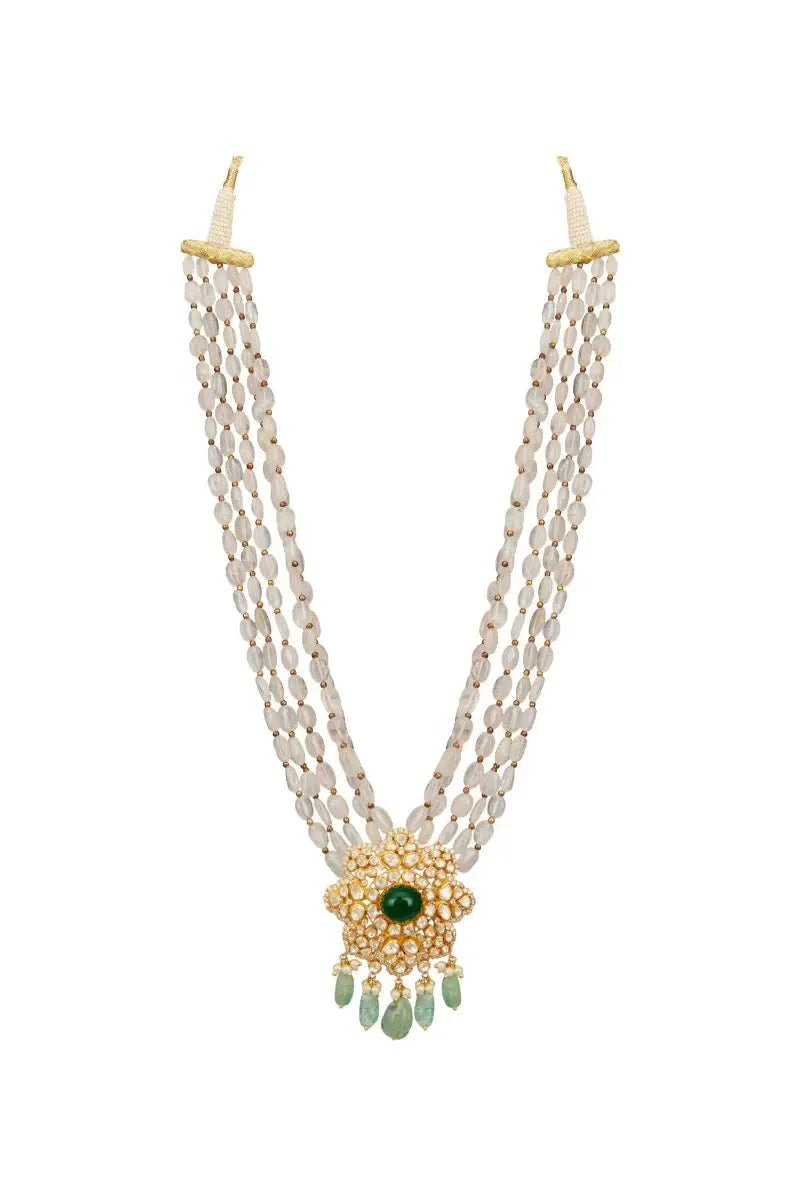 Sterling Silver Pendant Necklace With Pastel Pink Stones - Amrrutam