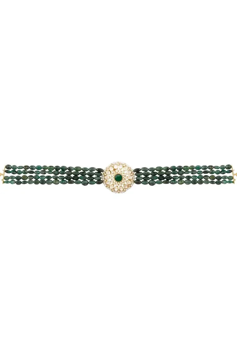 Sterling Silver Emerald Choker Necklace - Amrrutam