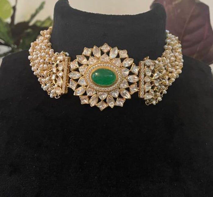 925 Silver Devyani Polki Multi Layer Necklace Set - Amrrutam