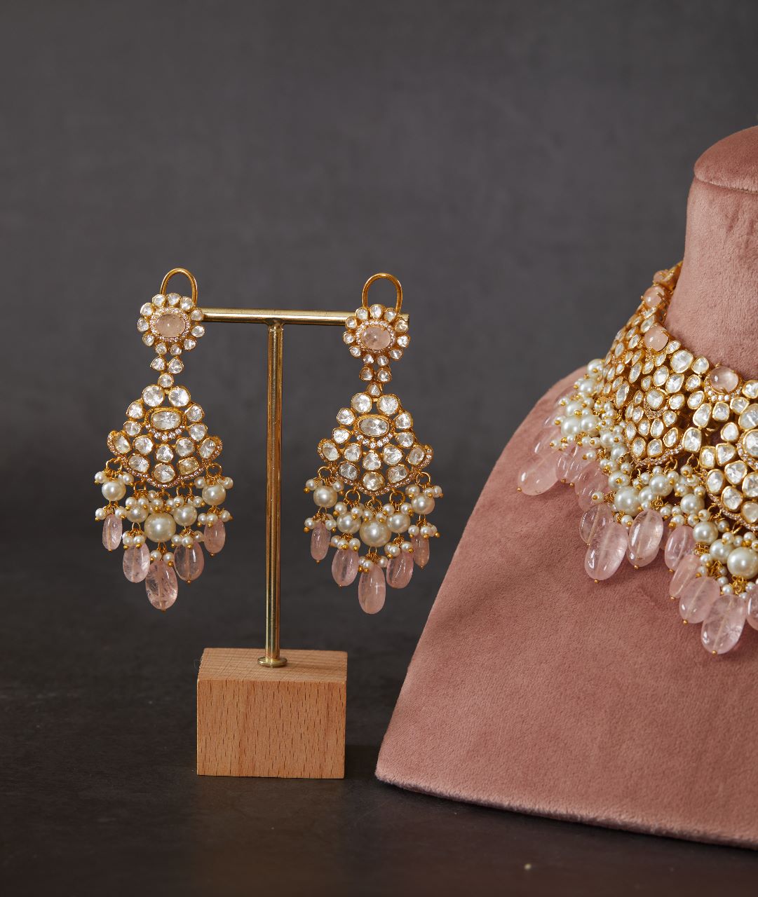 925 Silver Damiya Pastel Polki Choker Necklace Set - Amrrutam Jewellery