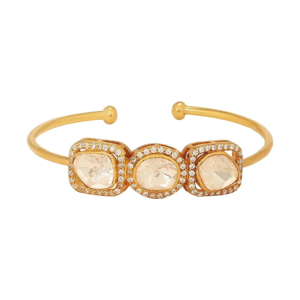 Moissanite Polki Cuff Bracelet - Amrrutam
