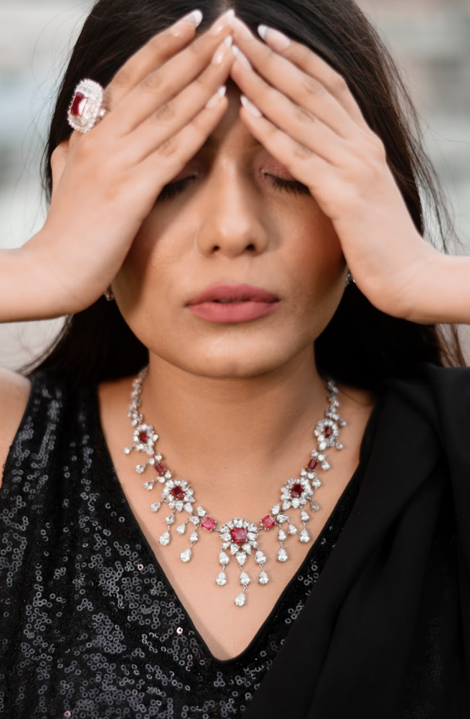 925 Silver Royal Ruby Necklace - Amrrutam