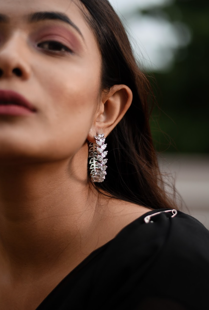 925 Silver Swarovski Hoops - Amrrutam