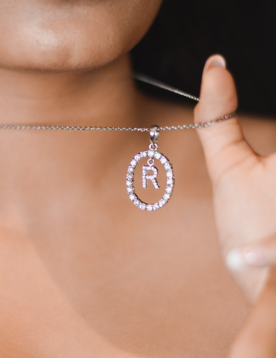 925 Silver Swarovski Alphabet Pendant - Amrrutam