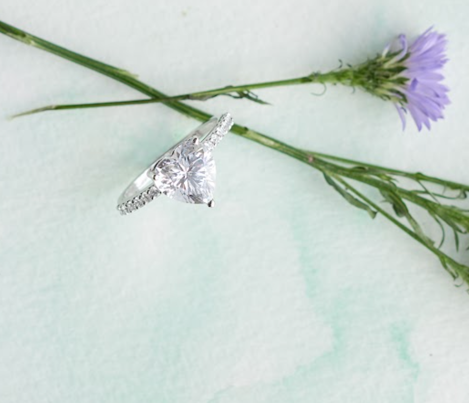 925 Silver Heart Swarovski Ring - Amrrutam