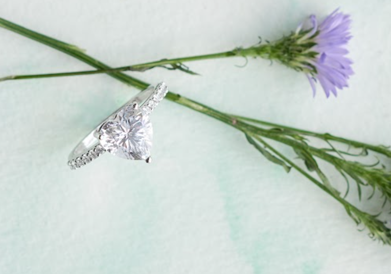 925 Silver Heart Swarovski Ring - Amrrutam