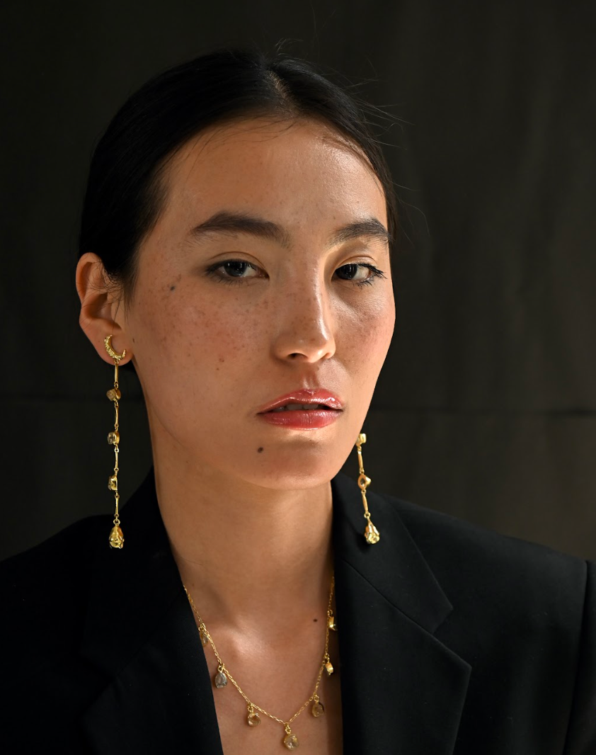 Crescent moon statement earrings for women