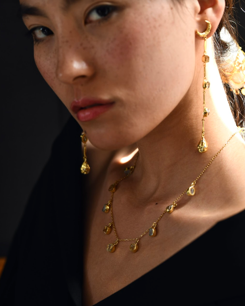 Crystal Coated Delicate chain necklace - Amrrutam