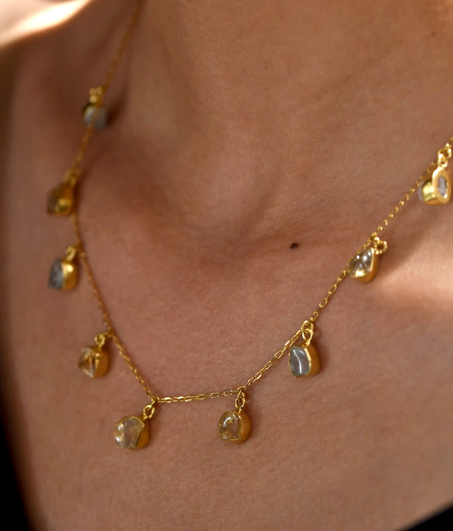 Crystal Coated Delicate chain necklace - Amrrutam