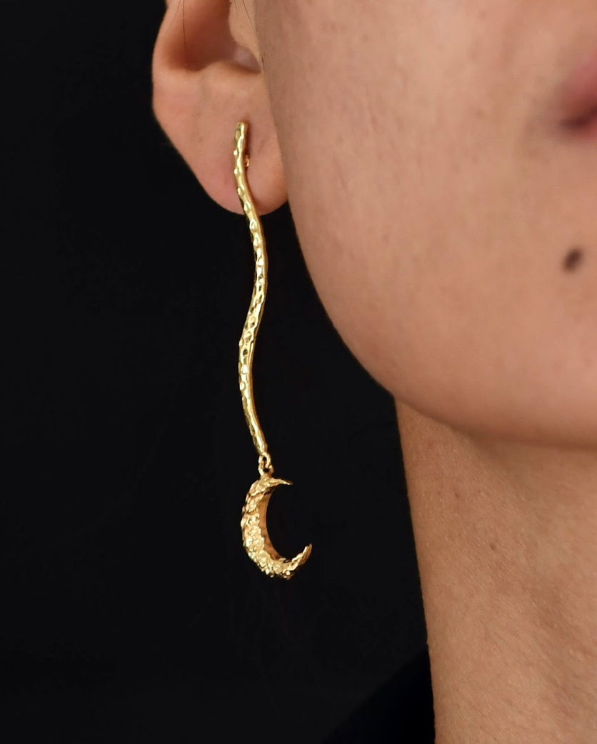 Moon & Star Dangle Earrings - Amrrutam