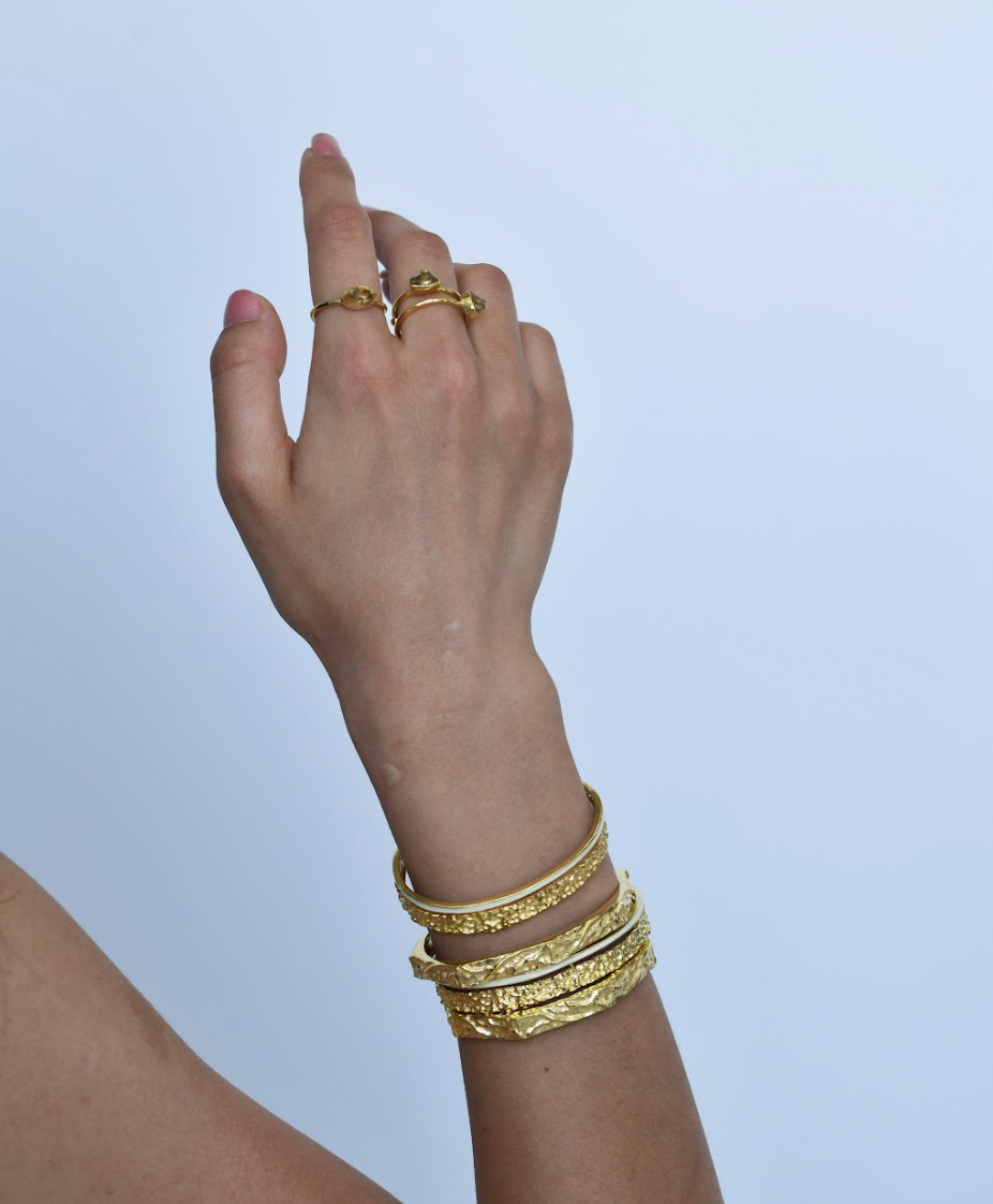 Textured Hexagonal Bangle Bracelet - Amrrutam
