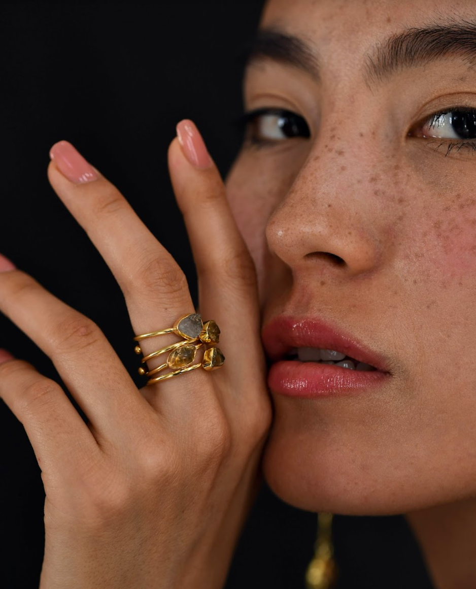 Stackable Crystal Rings (Set of 3) - Amrrutam