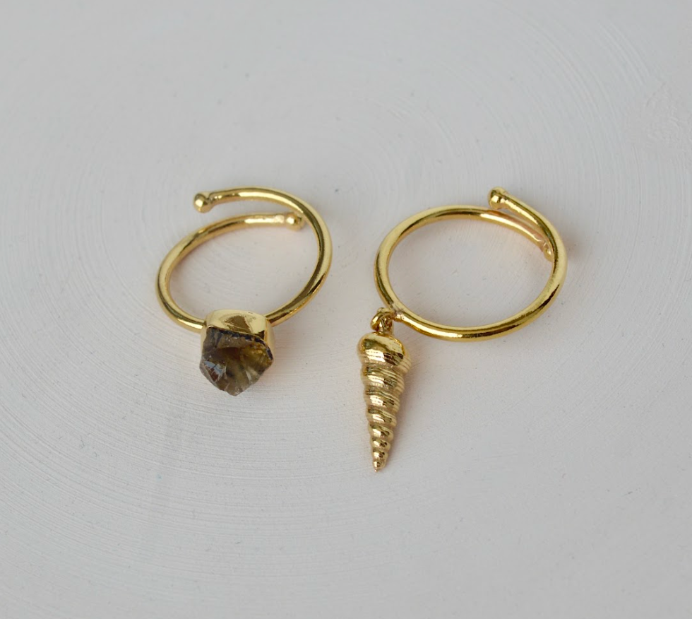 Pearl & Shell Adjustable Rings (Set of 2) - Amrrutam