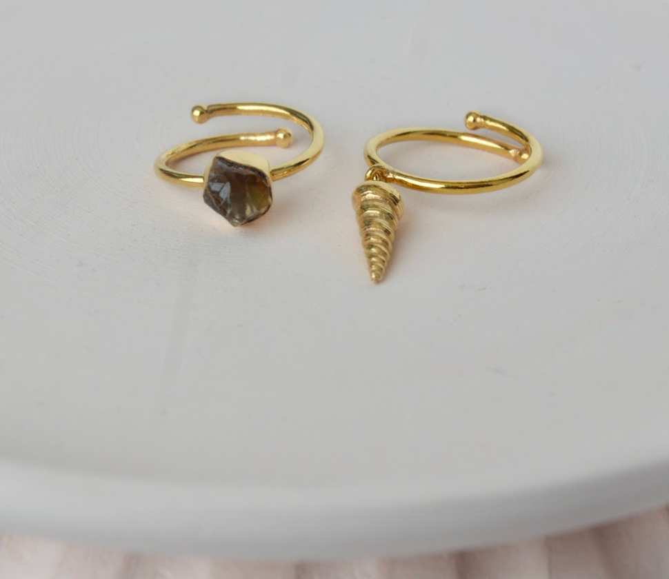 Pearl & Shell Adjustable Rings (Set of 2) - Amrrutam