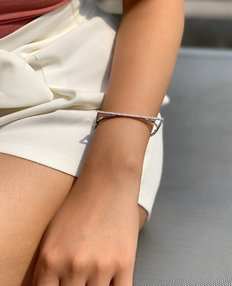 925 Silver Swarovski Square Bracelet - Amrrutam
