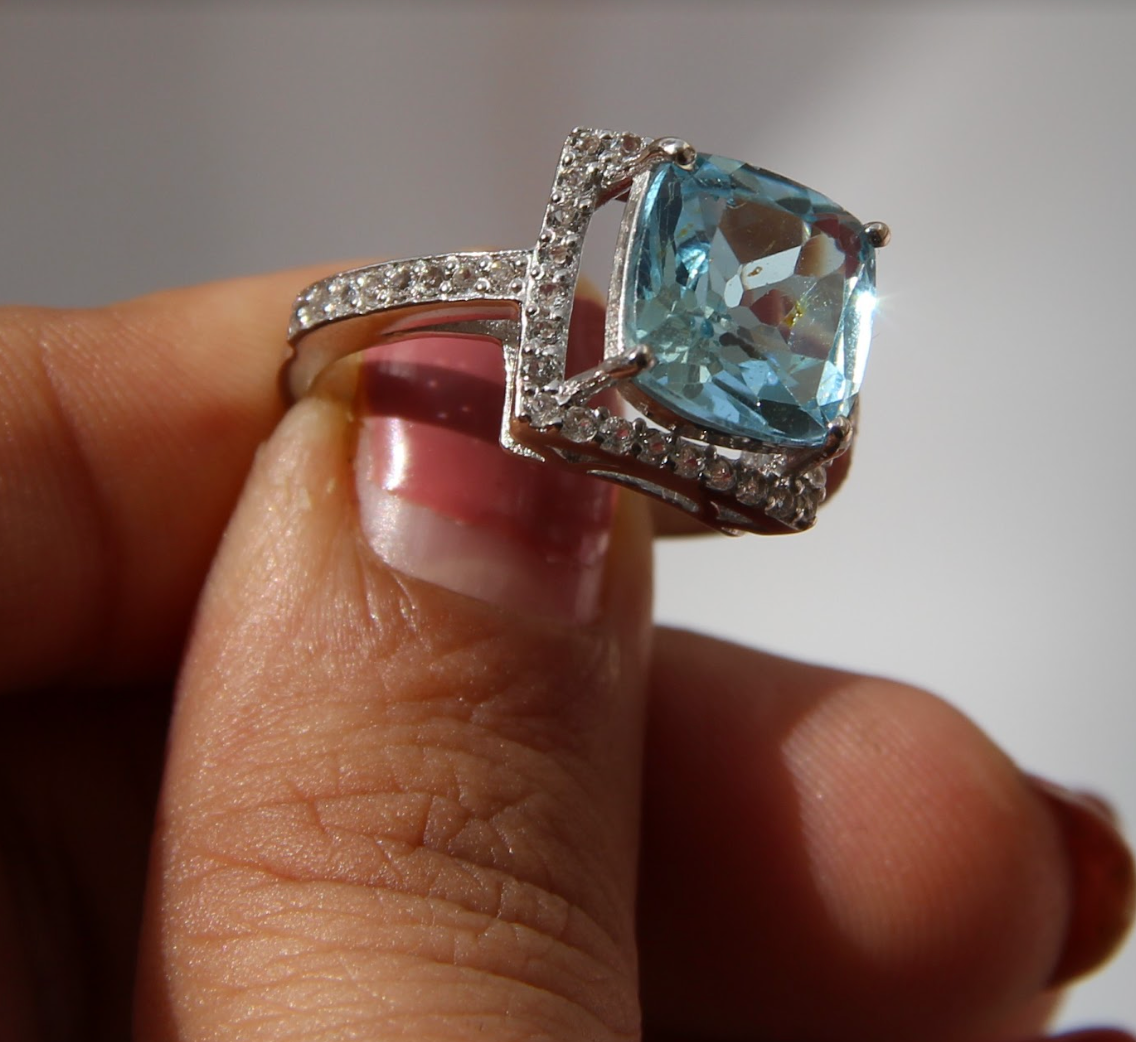 925 Silver Blue Topaz Cocktail Ring - Amrrutam