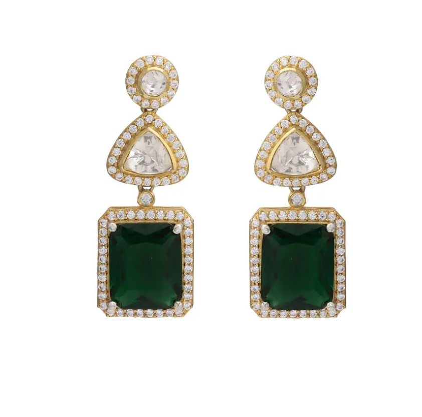 925 Silver Anatara Polki Drop Earrings - Amrrutam