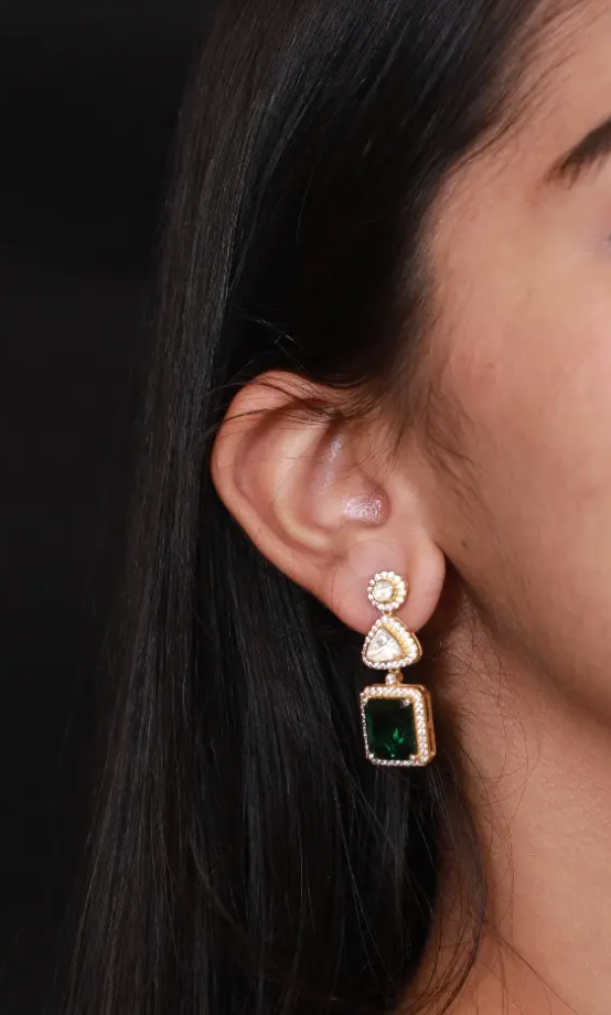 925 Silver Anatara Polki Drop Earrings - Amrrutam