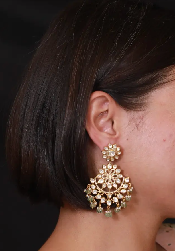 925 Arka Polki Chandbali Earrings - Amrrutam