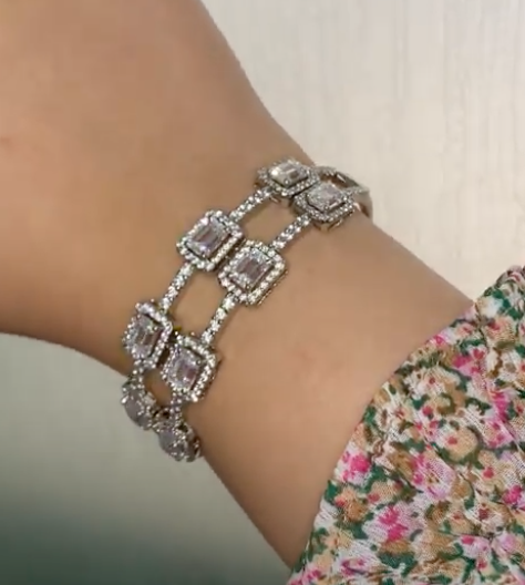 925 Silver Swarovski Bangle - Amrrutam