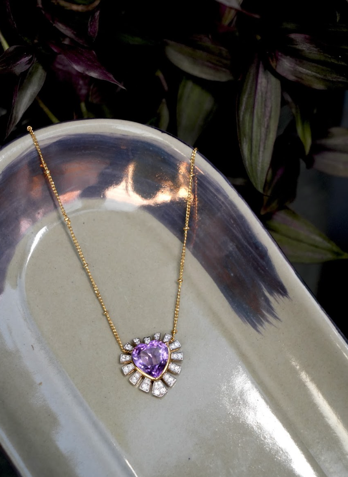925 Silver Radiant Heart Pendant Necklace - Amrrutam