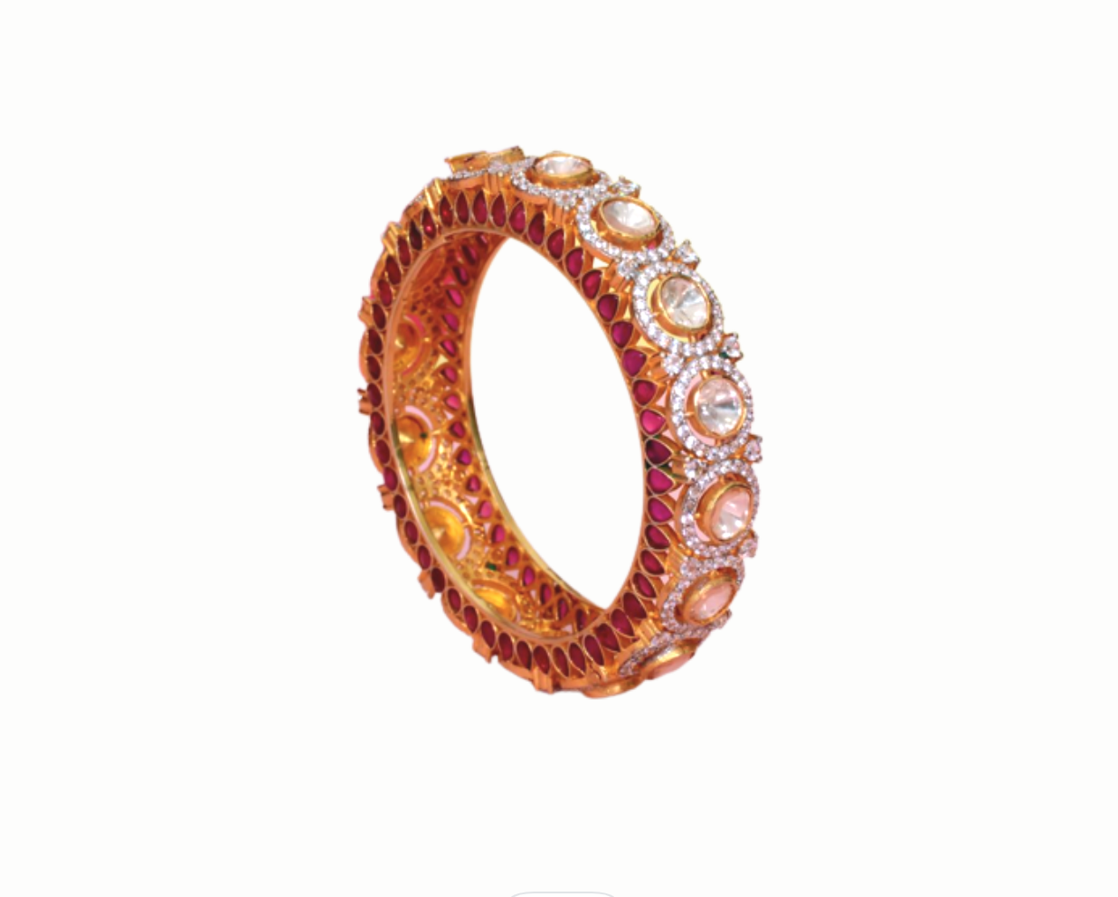 925 Silver Rasalika Royal Polki Bangle - Amrrutam