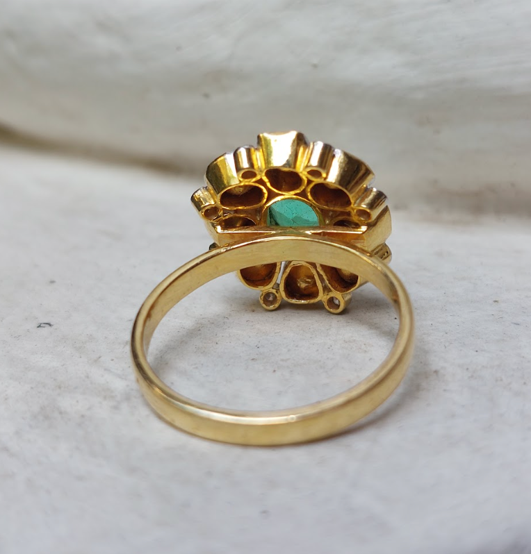 14K Gold Emerald Diamond Polki Ring - Amrrutam
