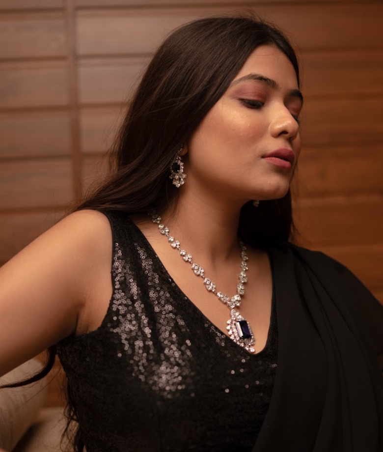 925 Silver Doriti Blue Cocktail Necklace - Amrrutam