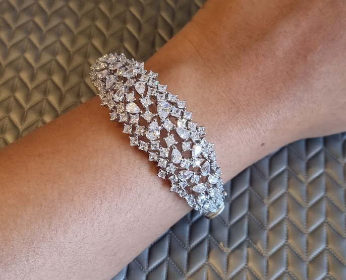925 Silver Kelly CZ Bracelet - Amrrutam