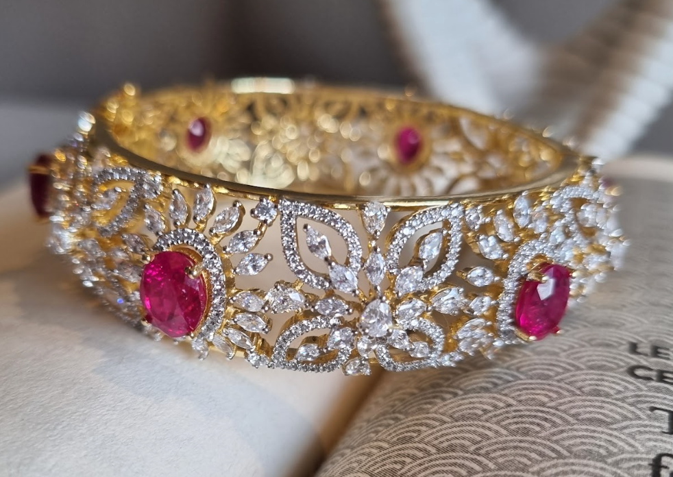 925 Silver Ruby Openable Bangle - Amrrutam