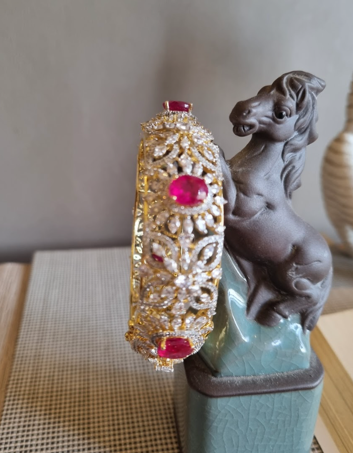 925 Silver Ruby Openable Bangle - Amrrutam