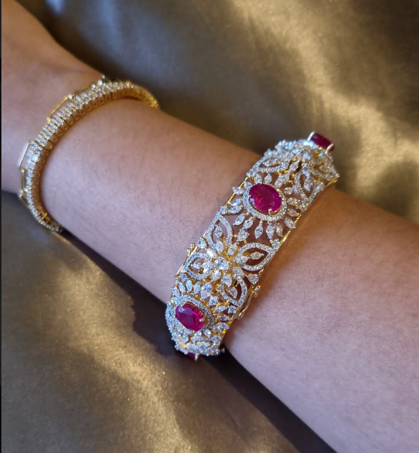 925 Silver Ruby Openable Bangle - Amrrutam