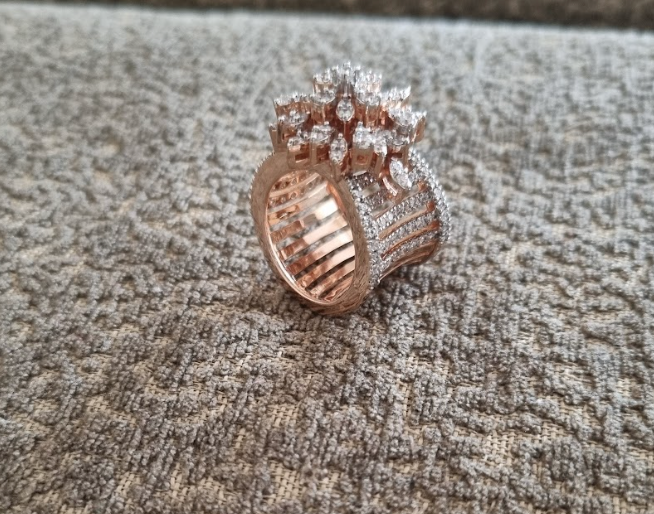 925 Silver Floral Rose Gold Ring - Amrrutam