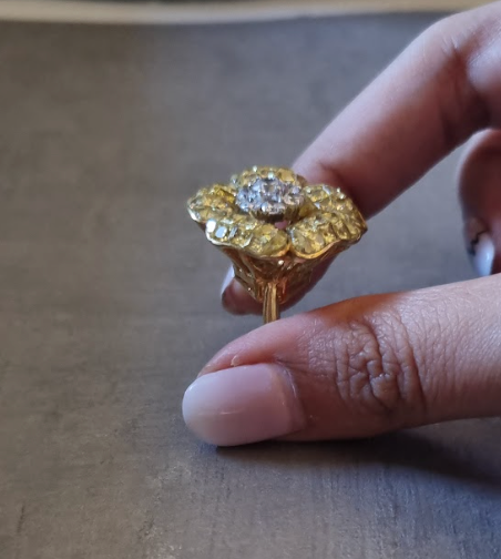 925 Silver CZ Citrine Flower Ring - Amrrutam