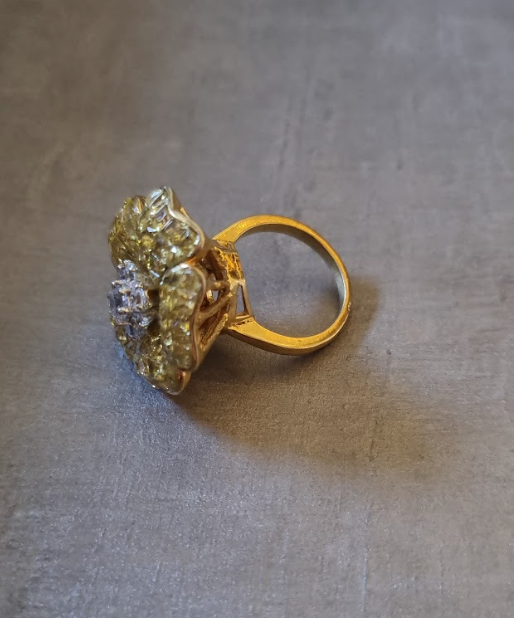 925 Silver CZ Citrine Flower Ring - Amrrutam